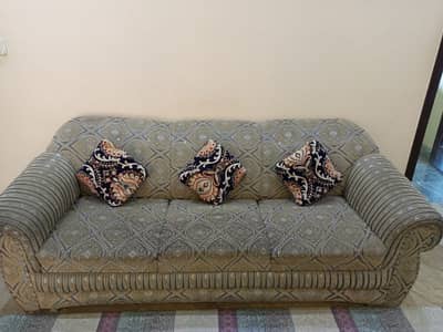 Sofa Set with Wooden Table | Grey Color |