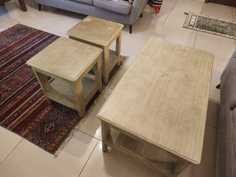 solid wood centre, side tables and curtains 1
