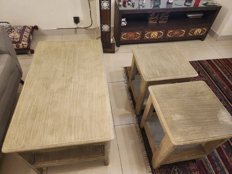 solid wood centre, side tables and curtains 3