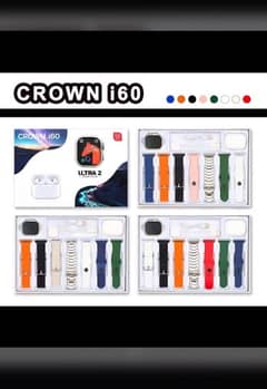 i60 Crown Smart watch With AirPods 7 straps reasonable price