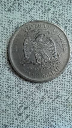 OLD AND ANTIQUE AMERICAN SILVER PLATED TRADE DOLLAR USA COLLECTOR COIN