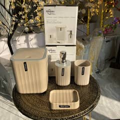 Bathroom Accessories Set 4 Piece soap dispenser, toothbrush cup, soap