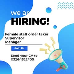 Restaurant Manager |Supervisor | Order Taker |Female Staff