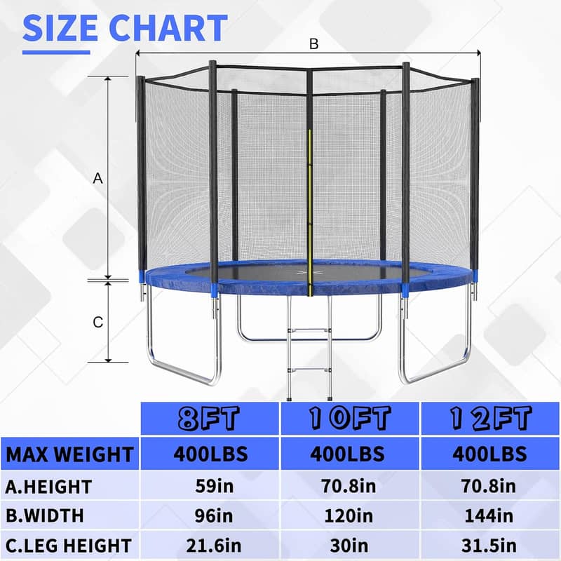 8FT Trampoline for Kids and Adults, Trampoline with Enclosure Net 0