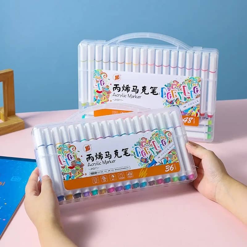 12-Color Acrylic Marker Set in Gift Box - Non-Toxic Art Pens 0