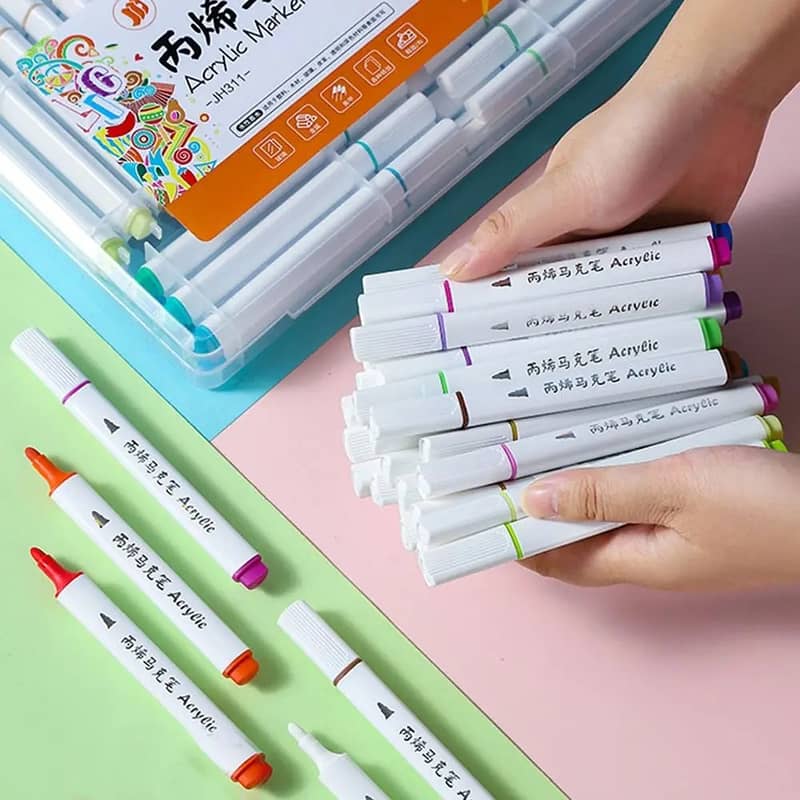 12-Color Acrylic Marker Set in Gift Box - Non-Toxic Art Pens 5