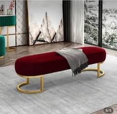 Luxury 3-Seater Sofa Stool | Elegant Design & Metal Stand