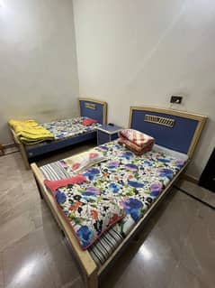 2 Single bed 1 wardrobe 1 center table with molty foam mattress