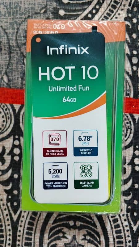 infinix Hot 10 4/64 with Box best for gaming 0
