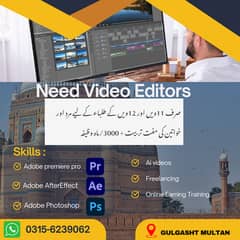 For online work Need Video Ediors for Training + 3000 wazifa