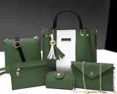 women green pu leather bag set 5) cash on delivery available