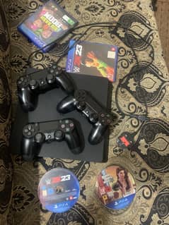 PS4 console(KSA model )with 3 controllers and games. . brand new