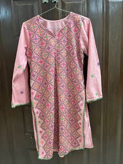 Elegant Pink Embroidered Lawn Suit with Dupatta & Trouser (medium )