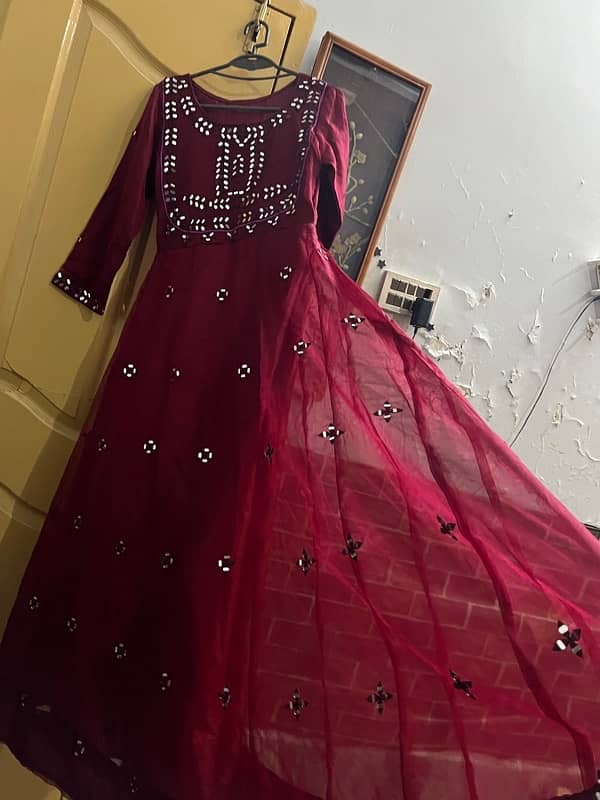 mehroon frock for girls | 1