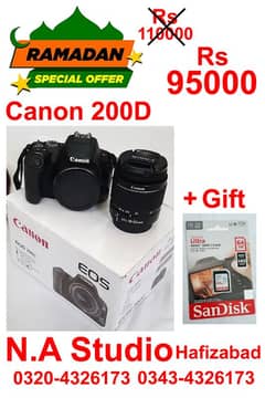 Canon 200d 18-55mm lens III  battery charger box like new