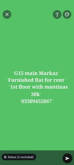 Furnished flat for rent main Markaz g15 1st floor