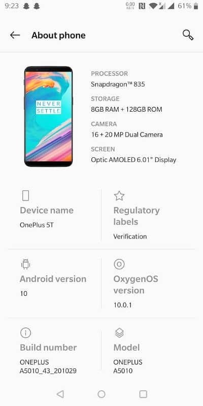 One Plus 5T PTA Approved 8GB 128GB - 21000 5