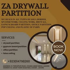 Gypsum partition, Wallpaper, Shower Cabins, false ceiling, Vinyl Floor