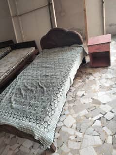 Single Beds available with mattress and side table for sale