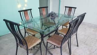 Large Glass Dinning Table with 5 Chairs