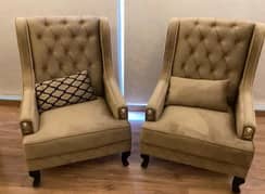 Elegant Beige Wingback Chairs – Like New!