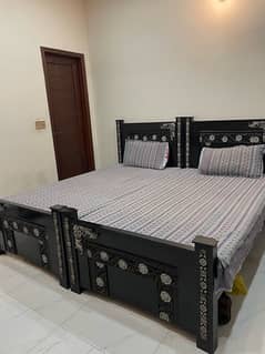 2 Single Beds + 2 side Tables