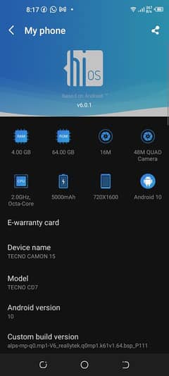 Tecno camon 15 03105527521