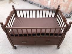 Wooden Baby Cart with Storage & Mattress