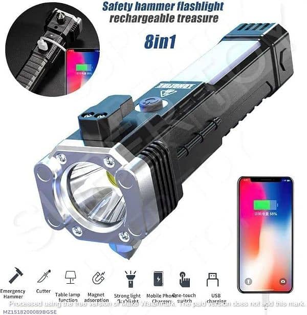 Rechargeable LED Torch light Essential Comping Gear with Type C charge 9