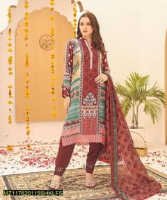 3 pcs woman unstitched Swiss lawn printed suit