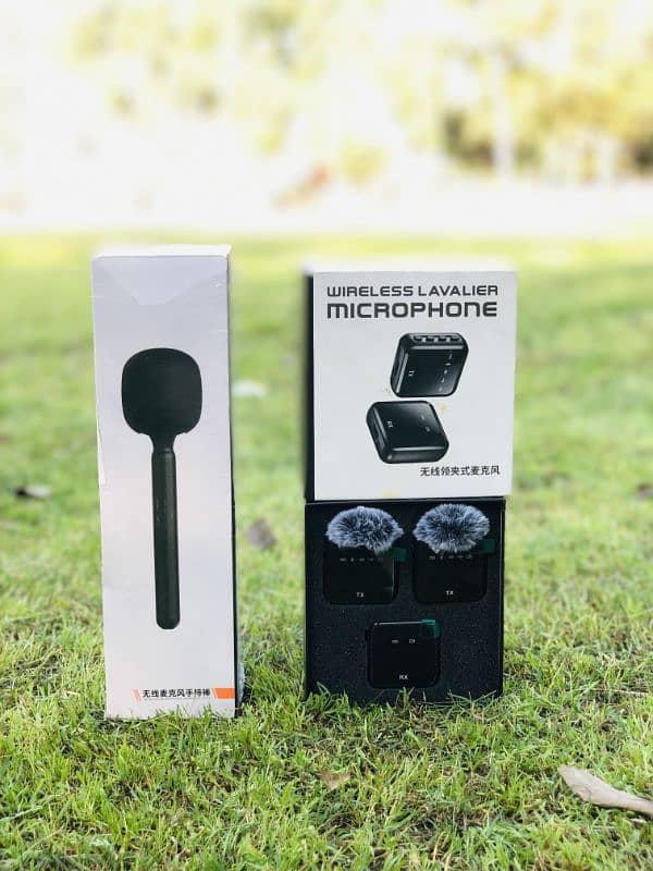Wireless Microphone Dual Channel With Hand Microphone News, Vlog Mic 0