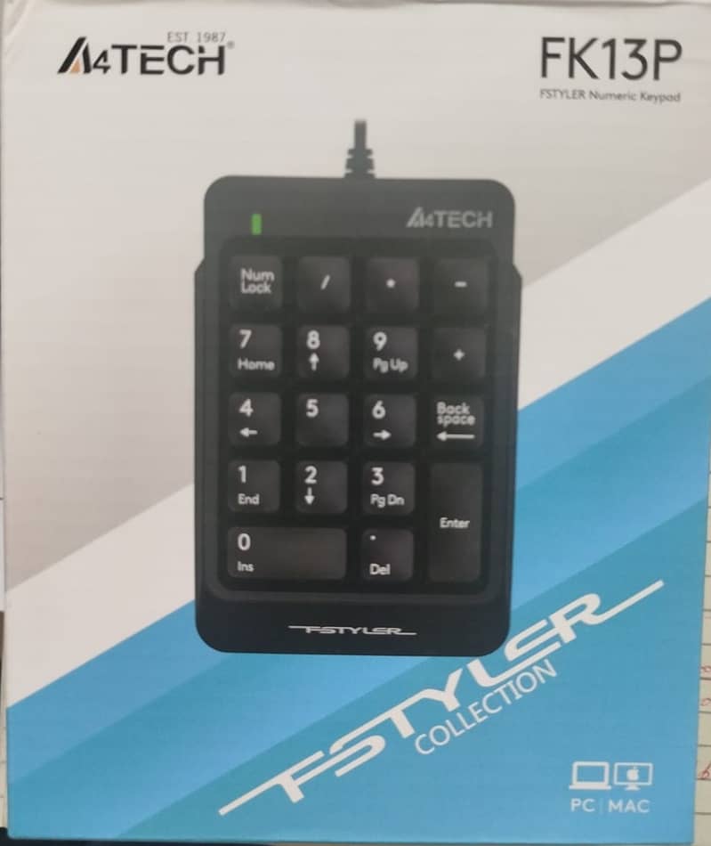 " A4Tech FK13P External Numeric Keypad for Laptops – Plug & Play!" 0