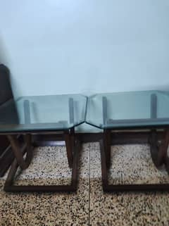 Sheesham Wooden Center table & 2 Side Tables With Top Glass