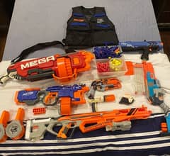 ORIGINAL NERF GUNS SET WITH BULLETS MAGS AND VEST