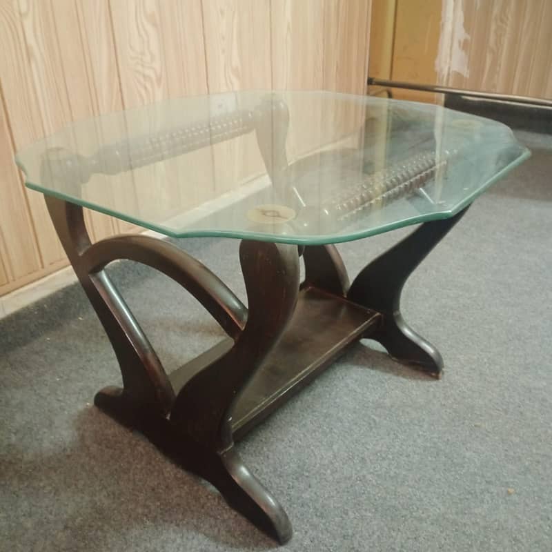 Elegant Wooden-Base Glass Top Table Set (3 Tables) 0