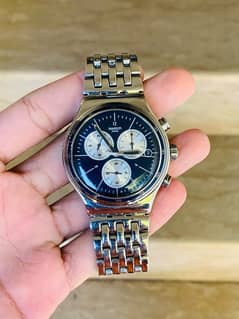 Swatch SWISS made Men’s Original Chronograph Watch 44mm Dial Size