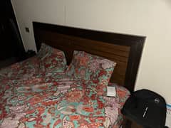 Double Bed with Mattress and Side Tables