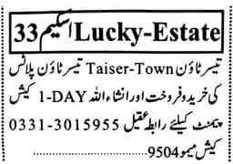 80 Sq. Yd. Sector 74 Taiser Town Phase-1, Khi.