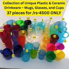 Collection of Unique Plastic & Ceramic  – Mugs, Glasses, and Cups