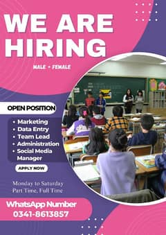 We are Hiring, Male + Female Jobs in Lahore