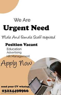 New staff required to male and female