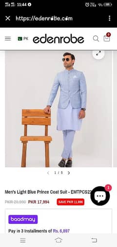 edenrobe men kurta pajama with fully embroidered coat