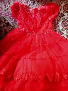 Red Fancy Net Frock For 5-7 years old girl