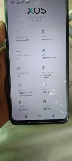 Infinix smart 8 4/64  Box + charger  Sath hy