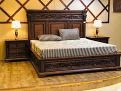 Solid Wooden bed set never used 0321///512///0593 best for jahez