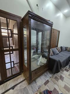 Walnut Patix Glass door Dividor / L Shape  6 Seater Sofa Sofa Set