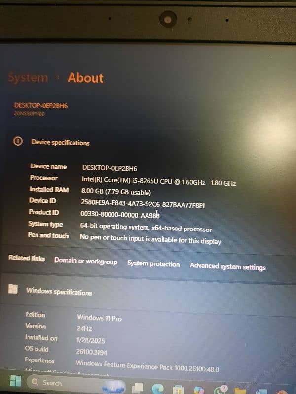 Intel i5 8th gen 8gb ram 256gb ssd lenovo L390 7