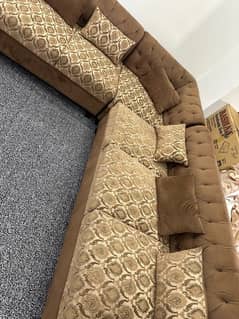 L Shaped Sofa Camel Brown Color