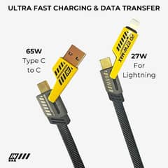 Ultra-Fast Charging 65W & 27W Cable with LED Light