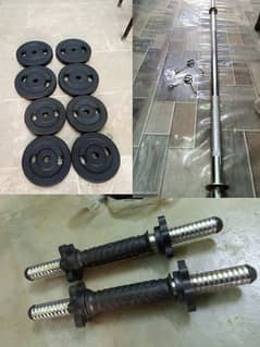 Exercise ( Rubber coated weight plates rod set)